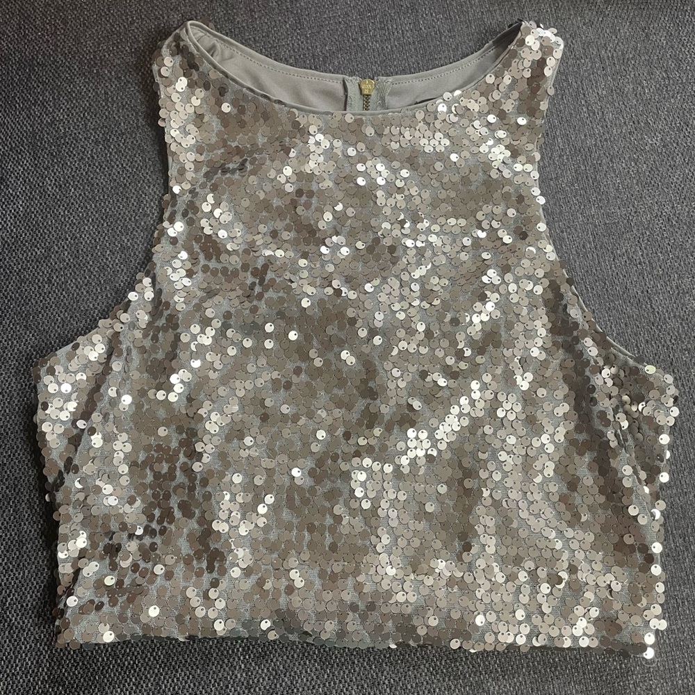Silver sequined crop top
